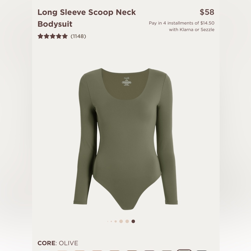 Nuuds Scoop Bodysuit Olive XL